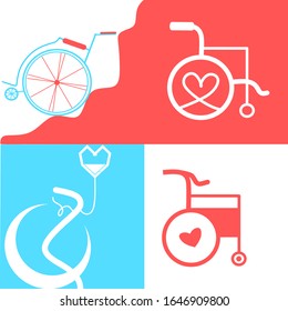  Set of Wheelchair. Vector wheelchair icon. Attractive and Beautifully or Faithfully Designed Wheelchair Icon. Wheelchair, handicapped or accessibility parking or access sign flat for apps and print