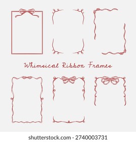 Set of Whimsical Ribbon Frames for Decorative Border and Design