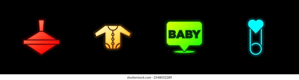 Set Whirligig toy, Baby clothes,  and pin icon. Vector