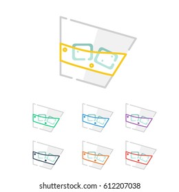Set of Whiskey and Bourbon Glass With Ice. Vector, Illustration