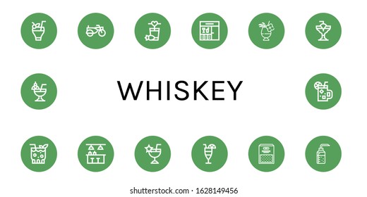 Set of whiskey icons. Such as Cocktail, Sidecar, Bar, Semolina, Alcohol , whiskey icons