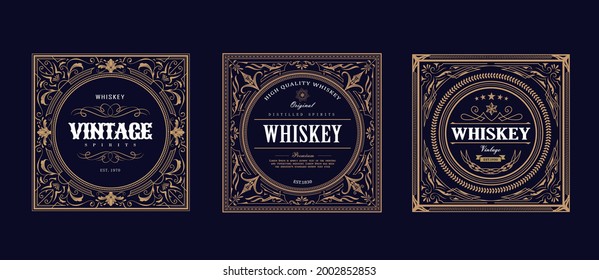 Set of Whiskey Label vintage design retro vector illustration