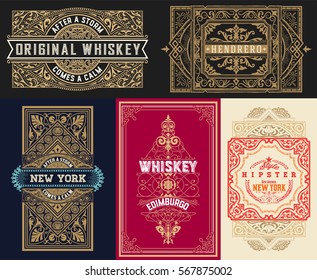 Set Whiskey labels and cards. vector