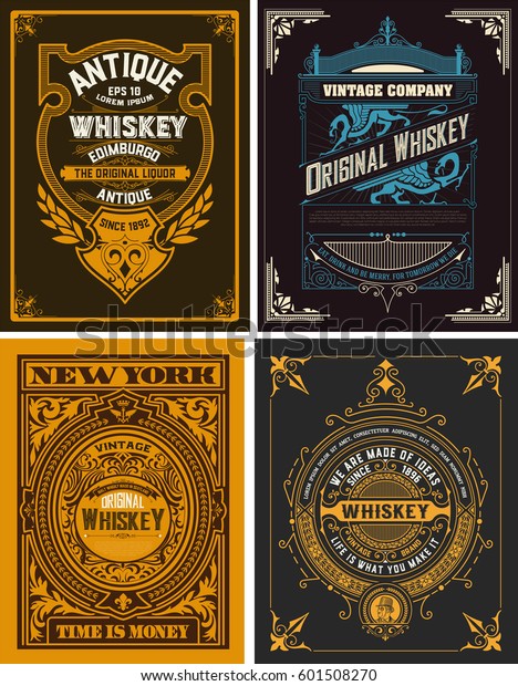 Set Whiskey Labels Vector Stock Vector (Royalty Free) 601508270