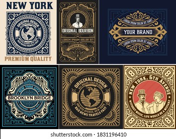 Set Whiskey labes. vector layered