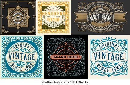 Stellen Sie Whiskey-Labels ein. Vektorgrafik