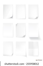 Set Of White A4 Size Paper Sheet, Vector