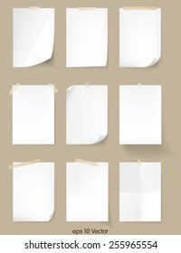 Set of White A4 size paper sheet, Vector