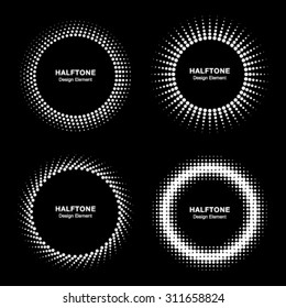 Set of White Abstract Halftone Circles Logo, vector illustration 