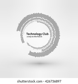 Set of White Abstract Halftone Circles Logo, vector illustration