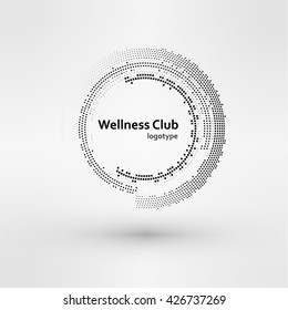 Set of White Abstract Halftone Circles Logo, vector illustration
