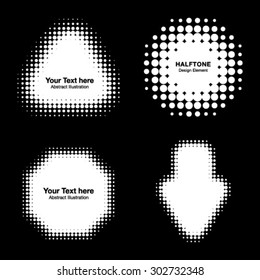 Set of White Abstract Halftone Design Elements, vector illustration 