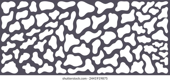 A set of white abstract onganic rounded liquid blob shapes. Vector contemporary round illustration. Irregular silhouettes of design elements.