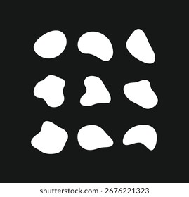 Conjunto de Formas de manchas orgánicas abstractas blancas Vector. Elementos fluidos irregulares perfectos para un diseño moderno, fondos y superposiciones creativas. Personalizable