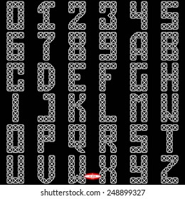 set of white alphabet on black background vector