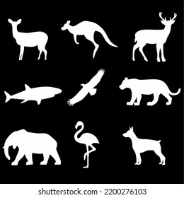 A set of white animal silhouettes 