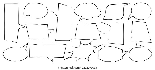 Set of white background blank space speech bubble vector. Collection of dialog, talk, speech, think, cloud, announced speech balloon empty template. Design for comic text, sticker, banner, chat icon.