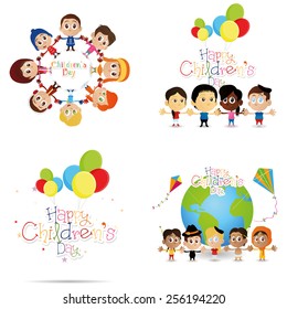 a set of white backgrounds with children and different elements 