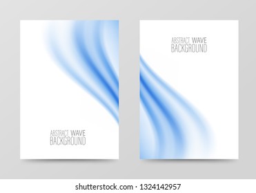 
Set of white banners with blue wave on white background