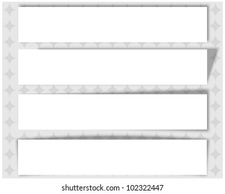 Conjunto de Anuncios blancos con diferentes sombras sobre fondo abstracto. Vector 10 eps.