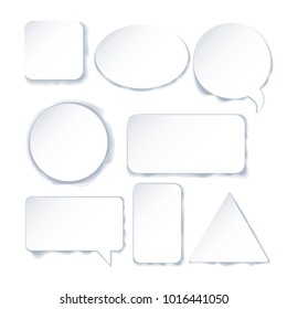 A set of white banners of various shapes for text placement. Dialog bubble.