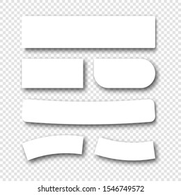 
Set of white banners of various shapes with realistic shadow.