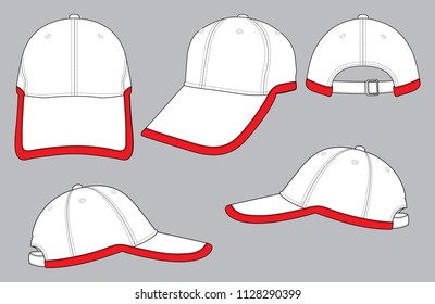 Set White Baseball Cap Design
: Red Arch Trim