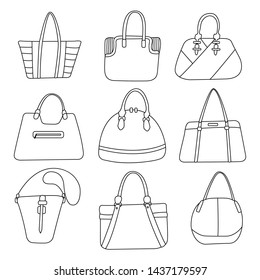 Set of white and black bags vector illustration
