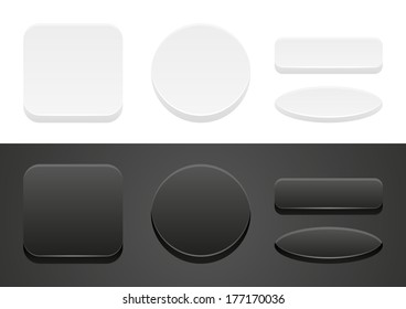 Set of white and black buttons