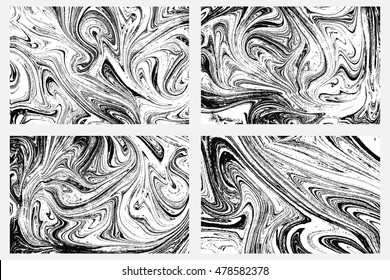 Set of white and black marble texture vector background. Stone or rock bundle, collection. 