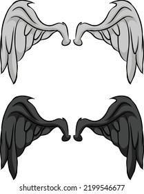 set of white and black wings icon vector illustration