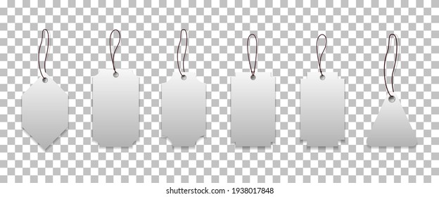 Set of white blank labels with different shape for discount, sale, price tags. Vector Illustration.