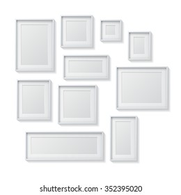 Set White Blank Picture Frames Hanging Stock Vector (Royalty Free ...