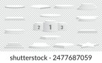 Set of white blank podiums on transparent background. Pedestals. Scene. Vector illustration.