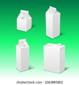 Set of white blank realistic dairy packaging including plastic bottles and carton packets isolated vector illustration