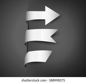 Set of white, blank stickers, ribbons, isolated on white background. Vector illustration