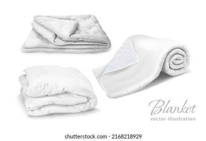 Set white blankets. Vector illustration.