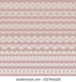 Set of white borders isolated on a beige background