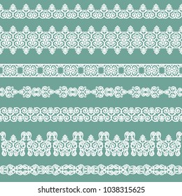 Set of white borders isolated on a green background