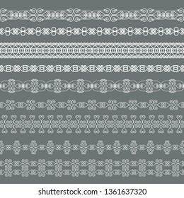 Set of white borders on a gray background