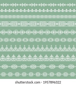set of white borders on a green background