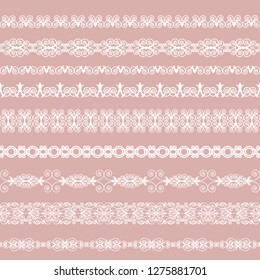 Set of white borders on a pink background