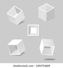 Set of white box isolated on gray background. Vector illustration.