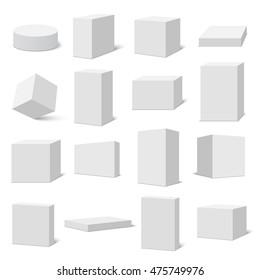 Set of white boxes. Vector illustration.