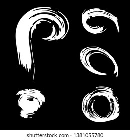 Set of white brush strokes. Dirty artistic design elements.