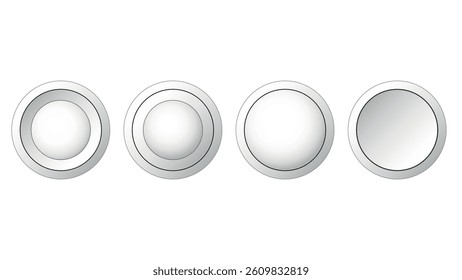 A set of white buttons of various shapes isolated on a white background