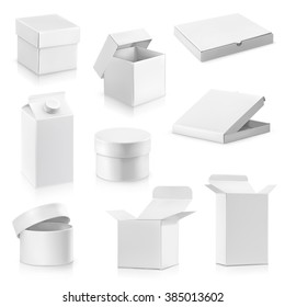 Set white cardboard boxes vector