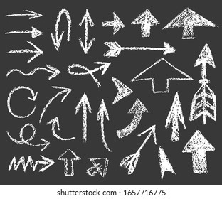 set of white chalk arrows of different shapes and directions