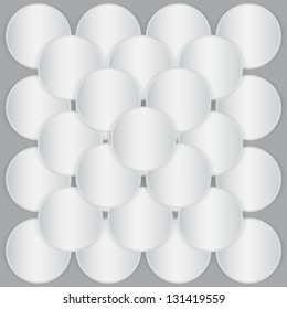 Set of white circled-form paper sheets with place for text.  Pyramid form