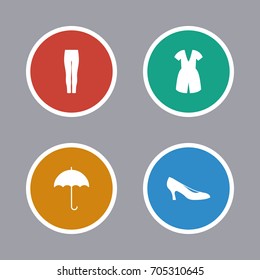 Set of white clothes, a shoe and an umbrella